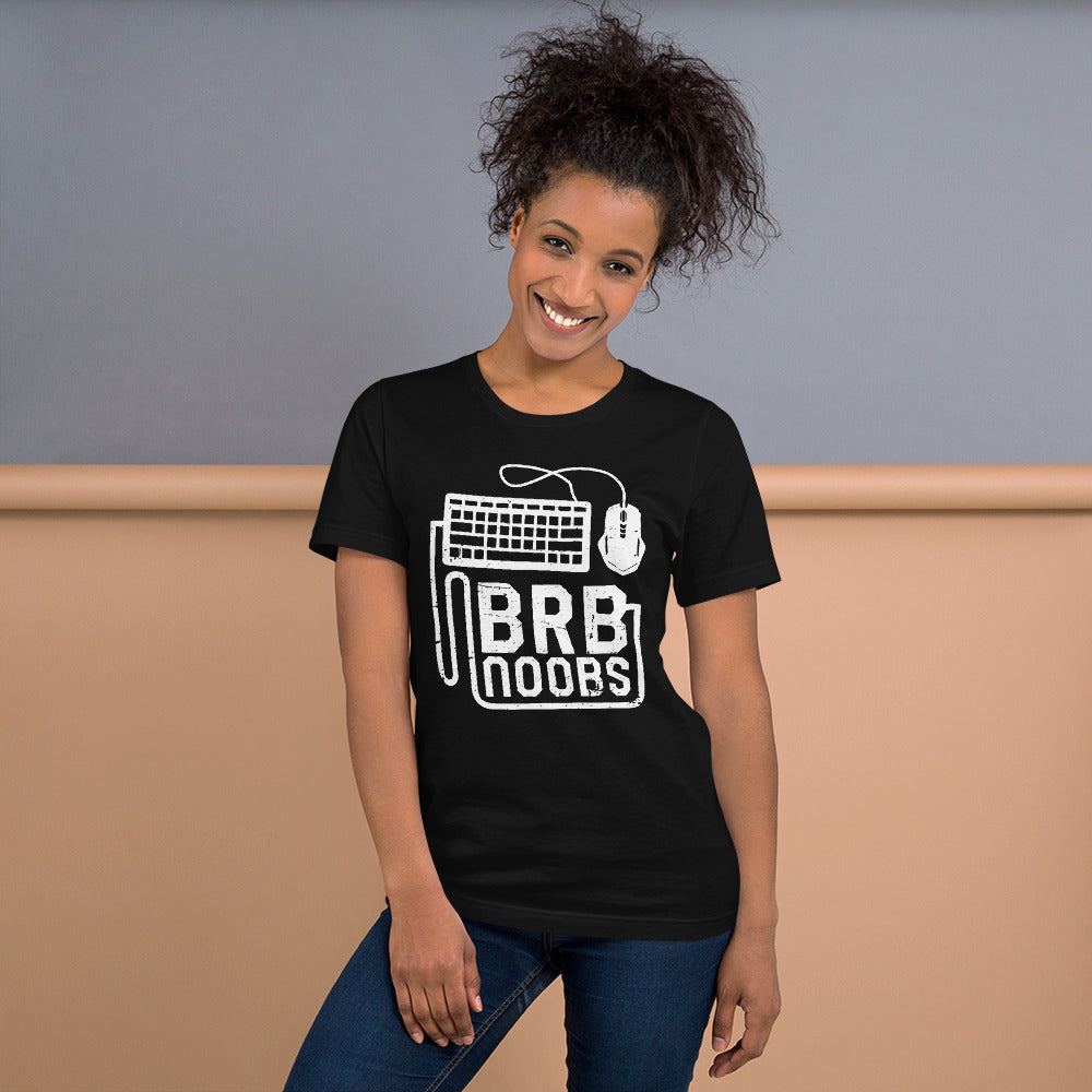 BRB Noobs White on Black Unisex T-shirt