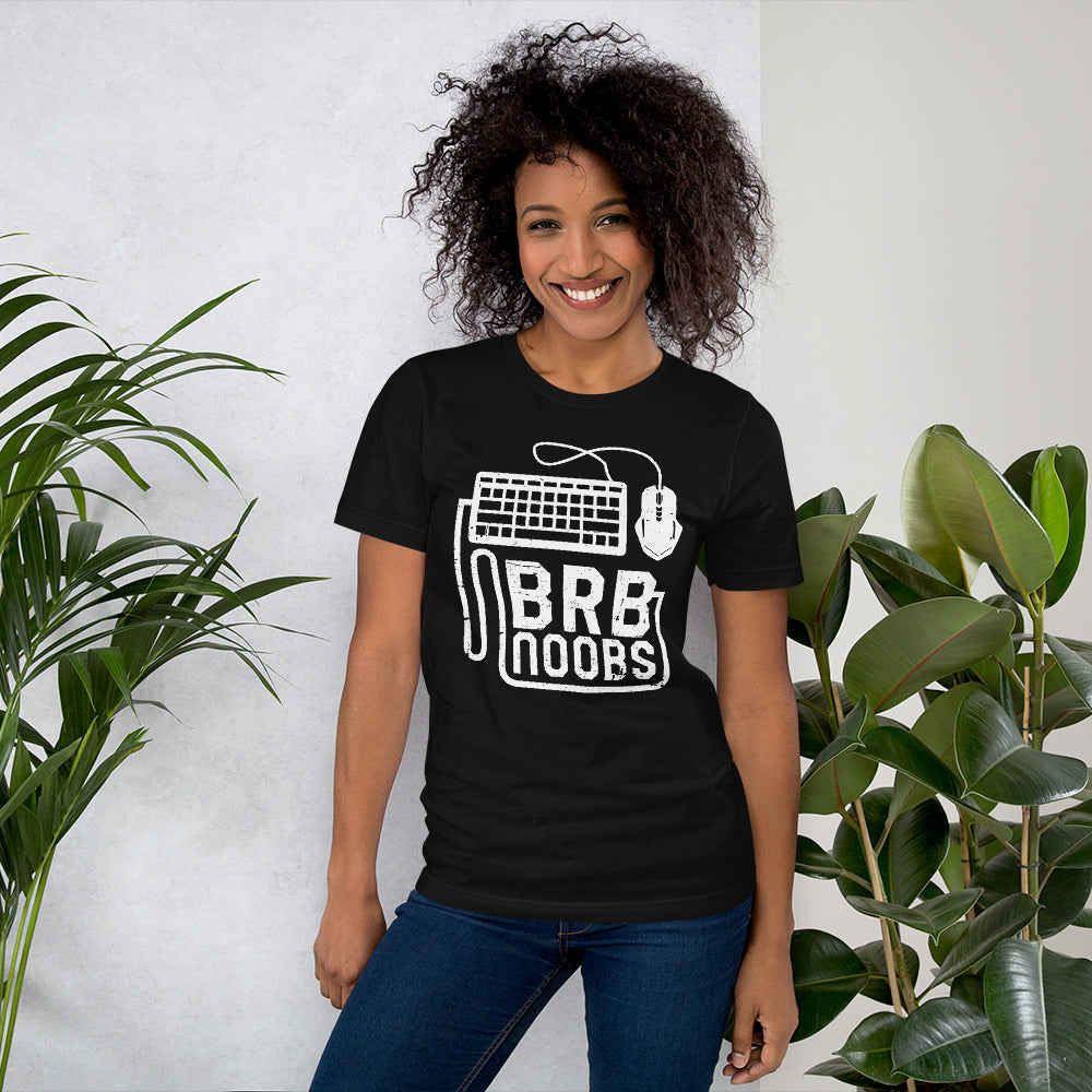 BRB Noobs White on Black Unisex T-shirt