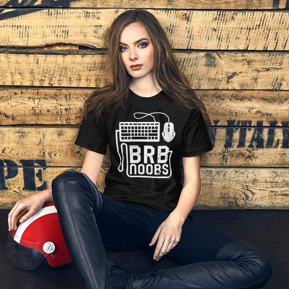 BRB Noobs White on Black Unisex T-shirt