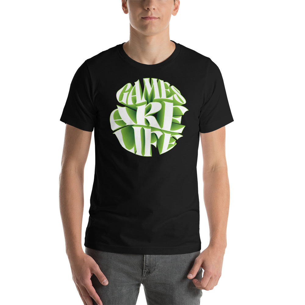 Games Are Life Circle Design Black Unisex T-shirt