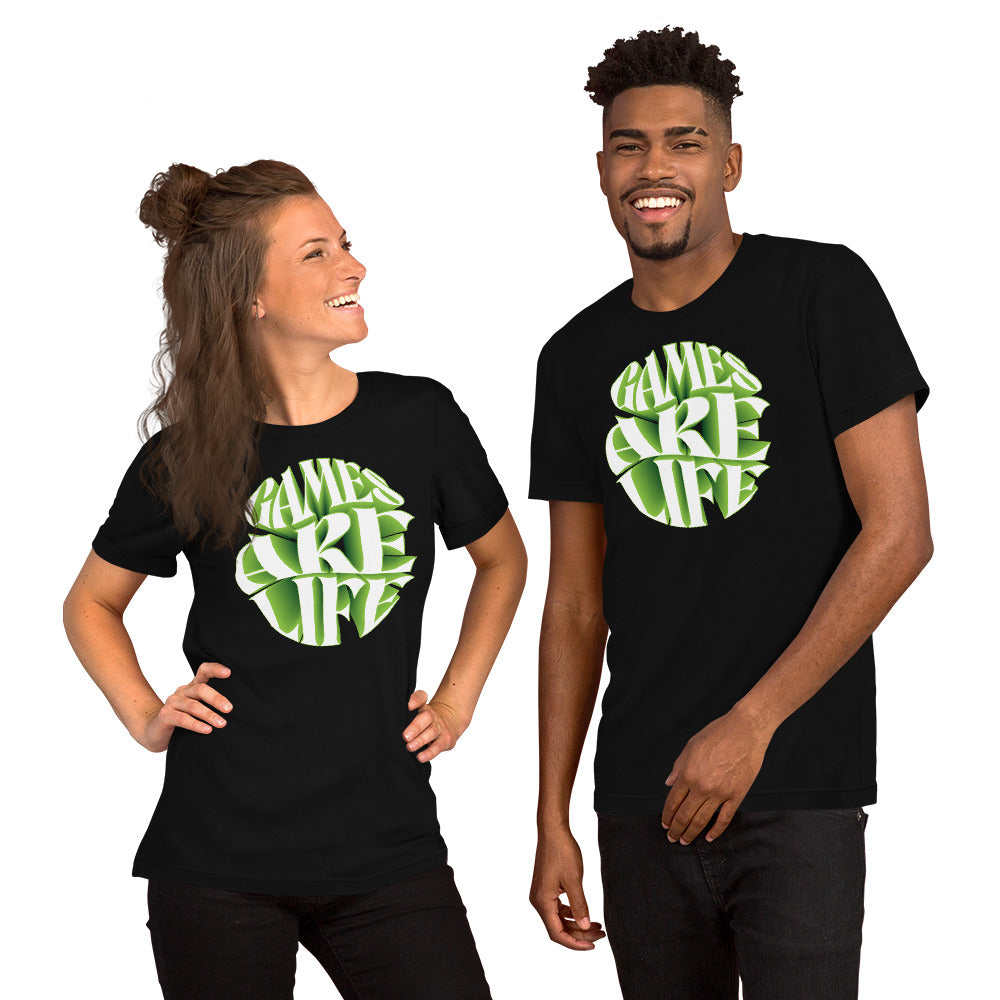 Games Are Life Circle Design Black Unisex T-shirt