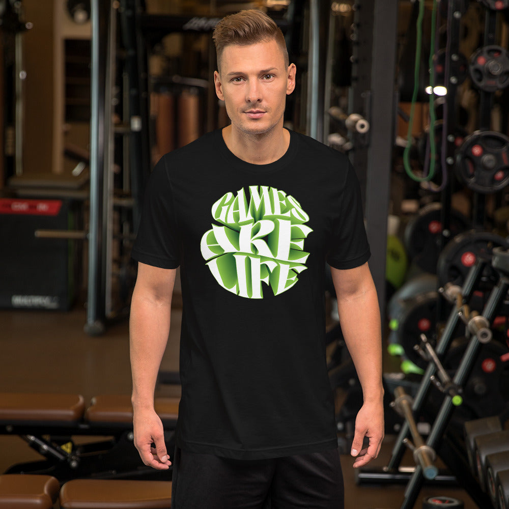 Games Are Life Circle Design Black Unisex T-shirt
