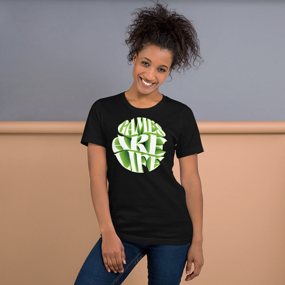 Games Are Life Circle Design Black Unisex T-shirt