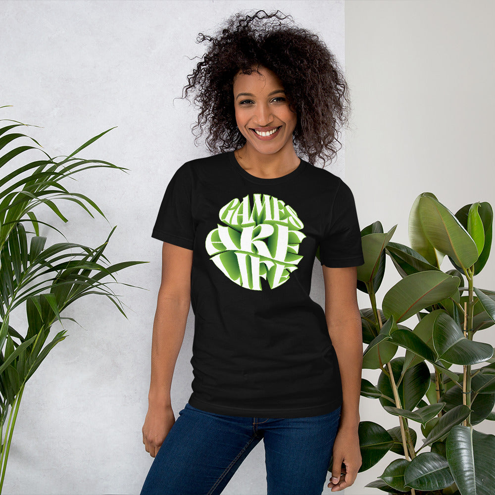 Games Are Life Circle Design Black Unisex T-shirt