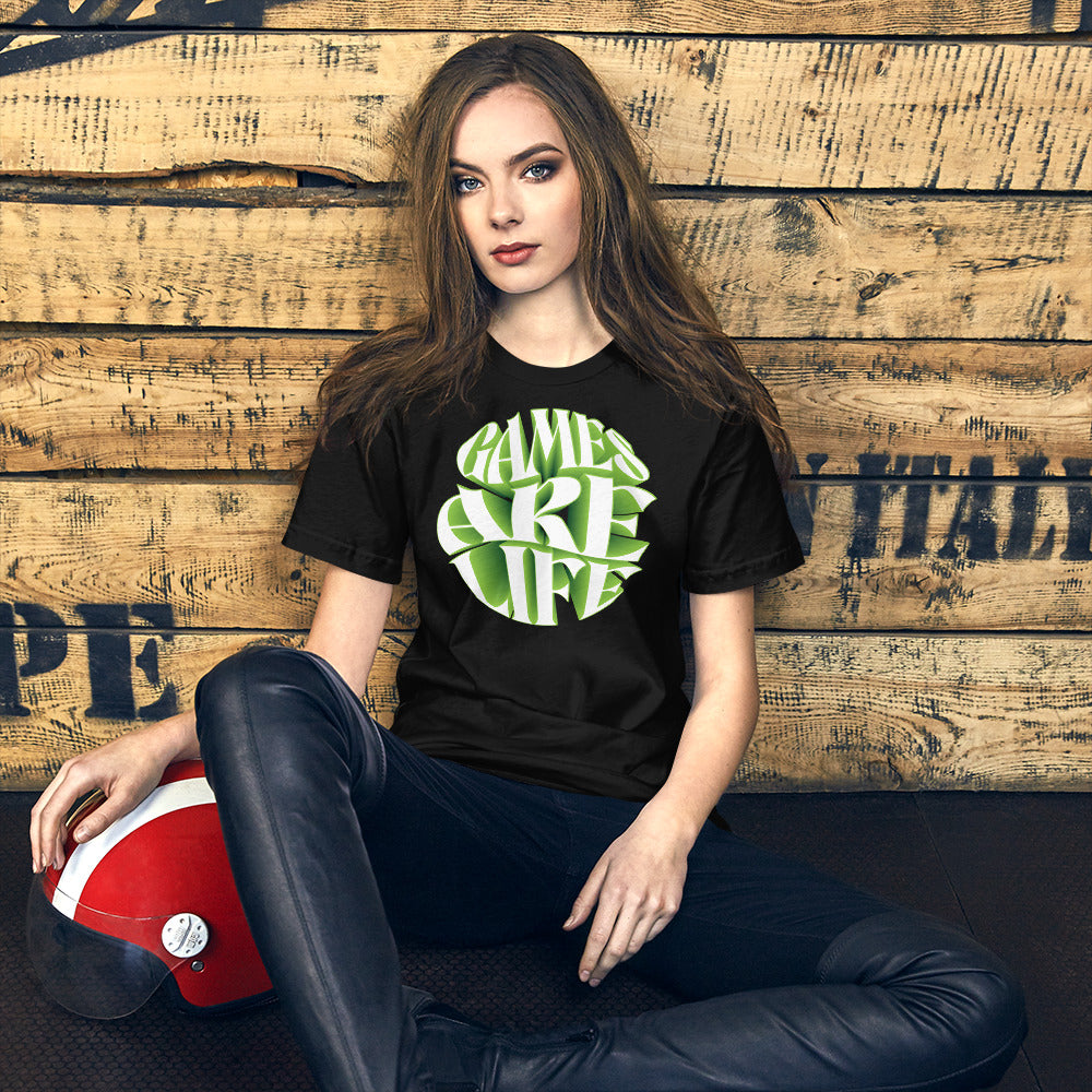Games Are Life Circle Design Black Unisex T-shirt
