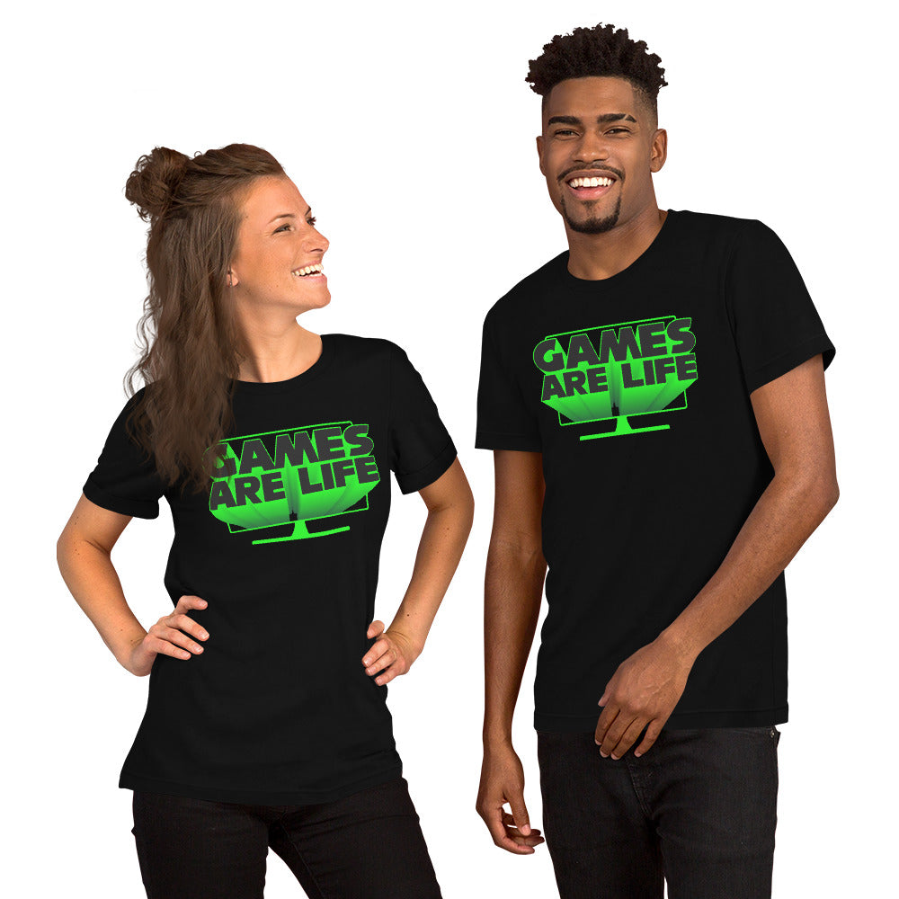 Games Are Life Screen Design Black Unisex T-shirt