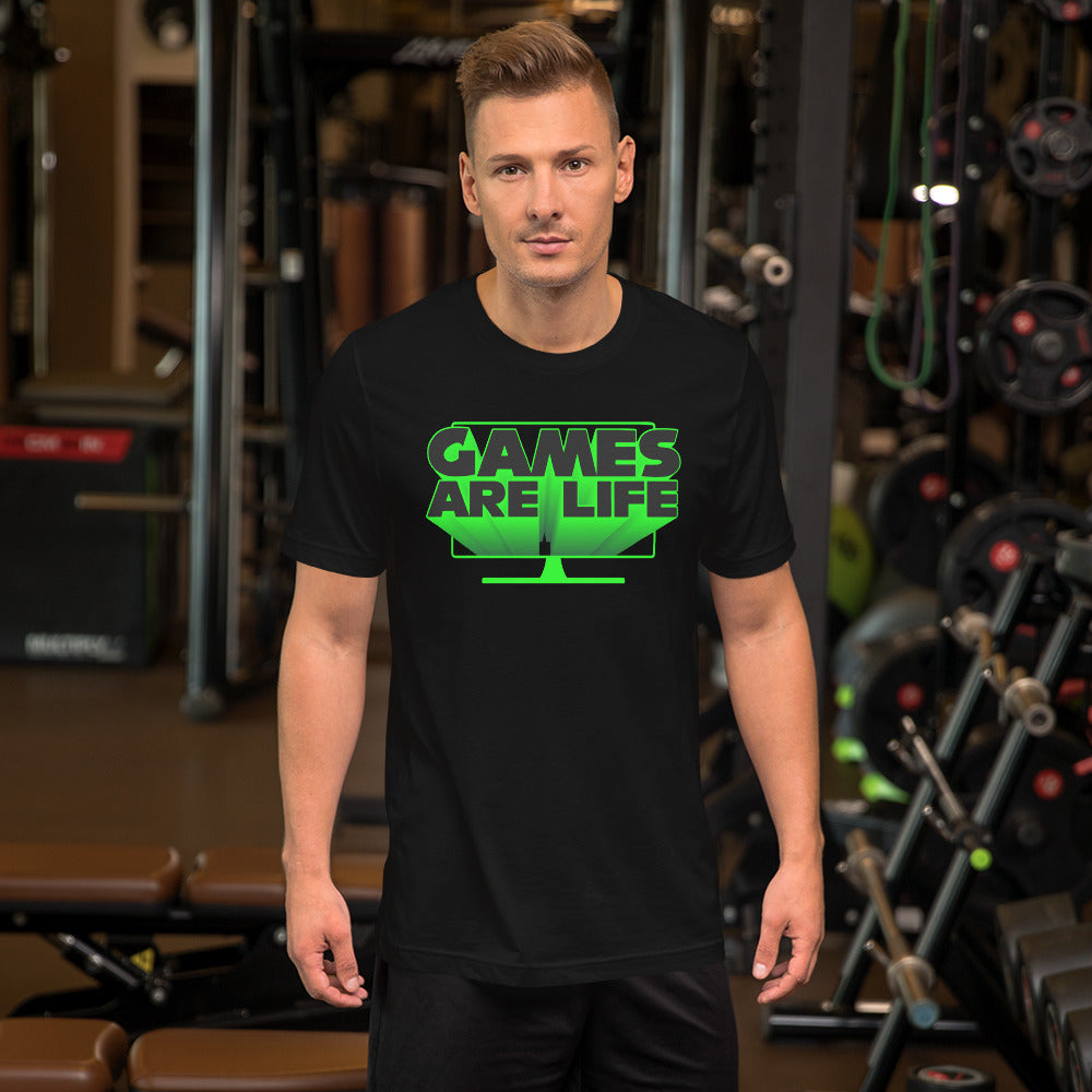 Games Are Life Screen Design Black Unisex T-shirt
