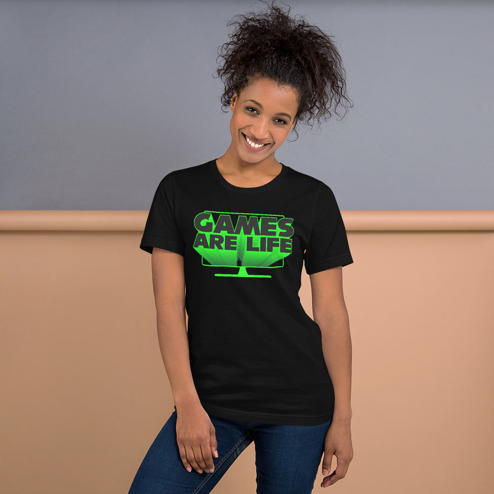 Games Are Life Screen Design Black Unisex T-shirt