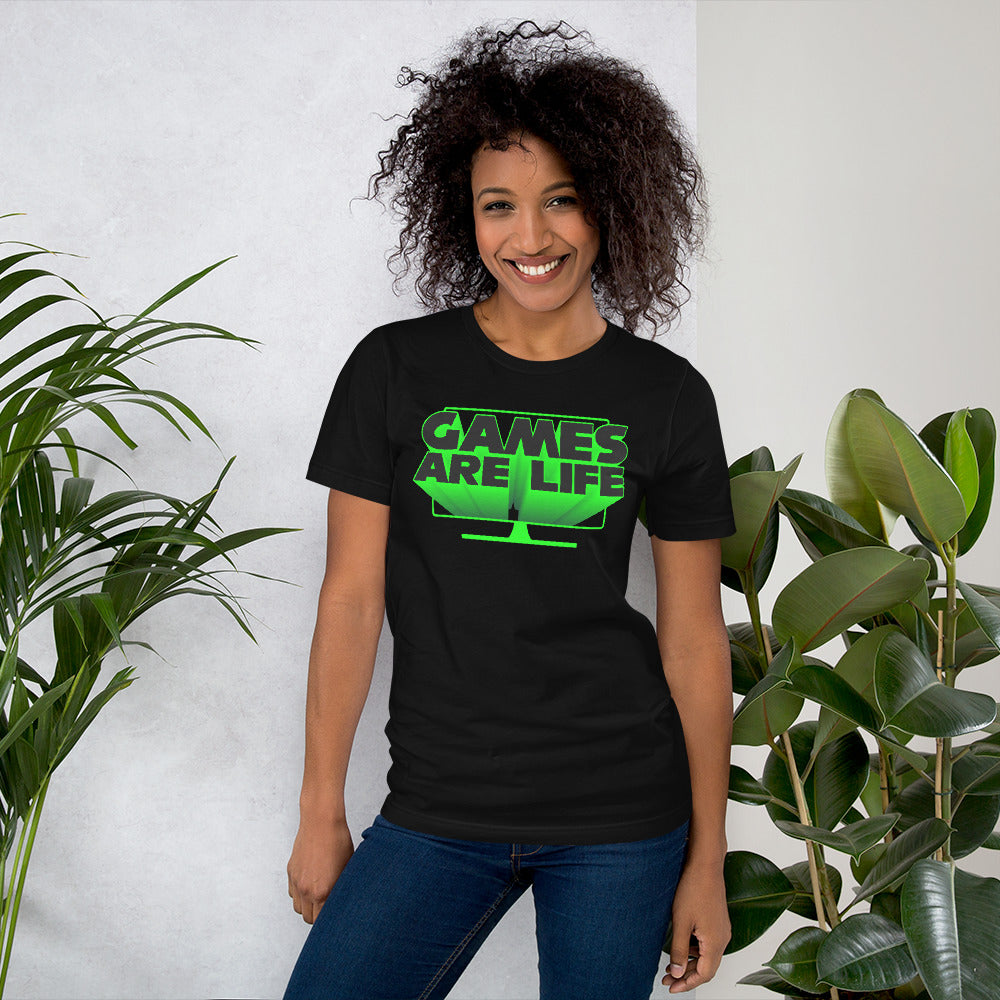 Games Are Life Screen Design Black Unisex T-shirt