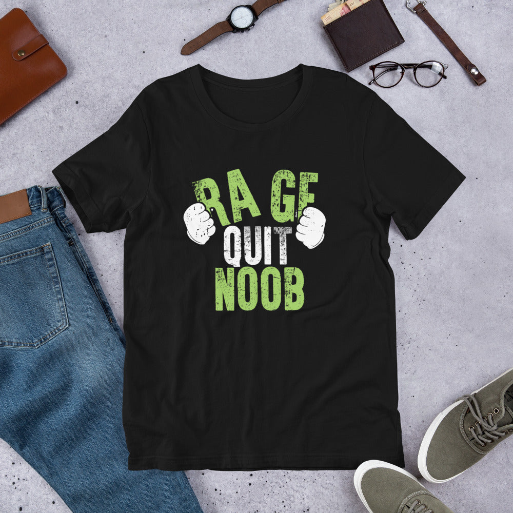 Rage Quit Green on Black Unisex T-shirt