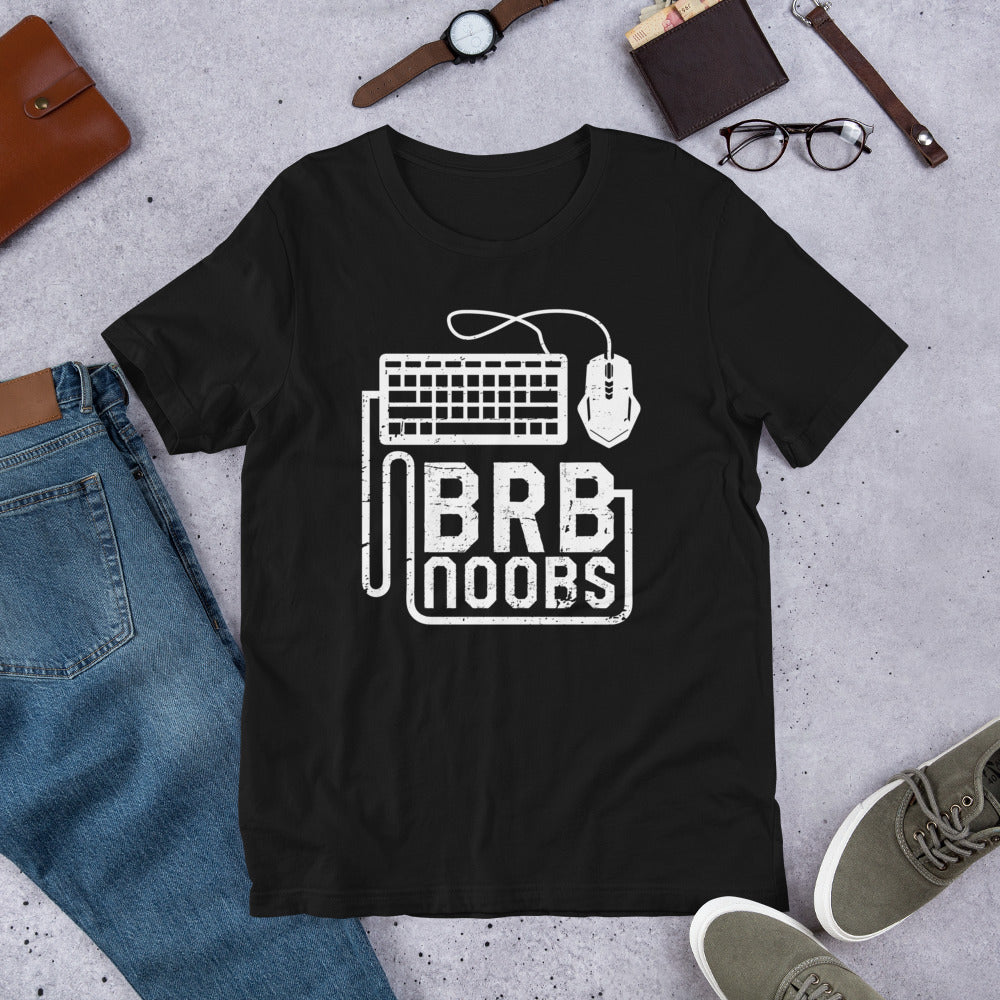 BRB Noobs White on Black Unisex T-shirt
