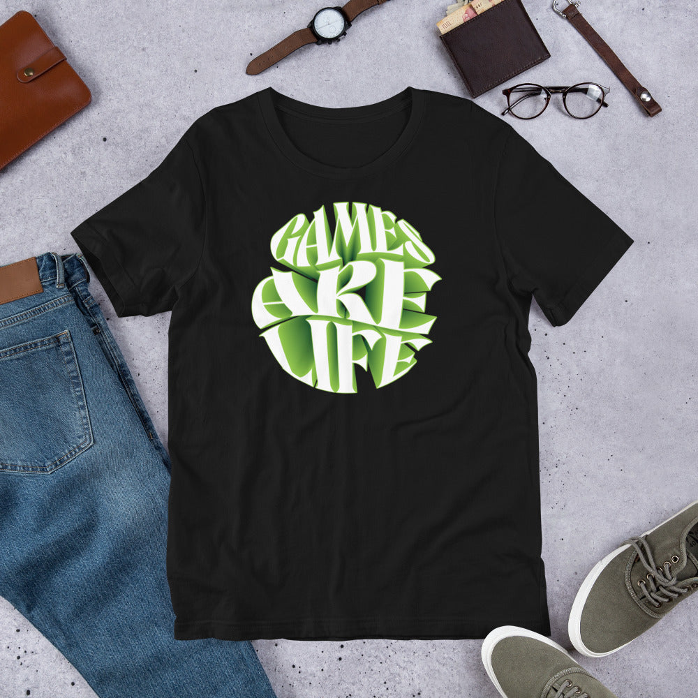 Games Are Life Circle Design Black Unisex T-shirt
